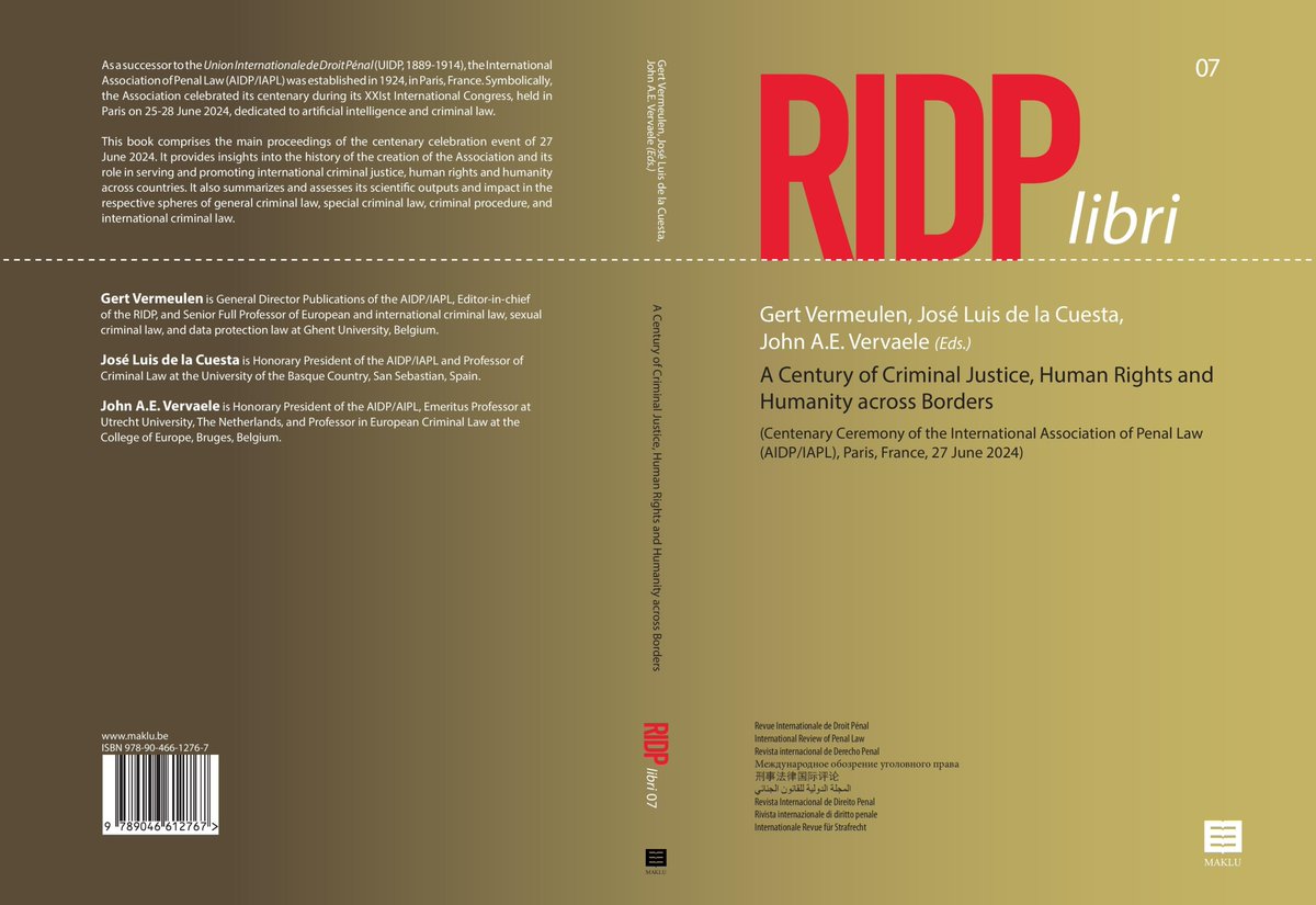 The International Association of Penal Law (AIDP/IAPL) was established in 1924, in Paris. This book comprises the main proceedings of the centenary celebration event. 2cm.es/OcR-