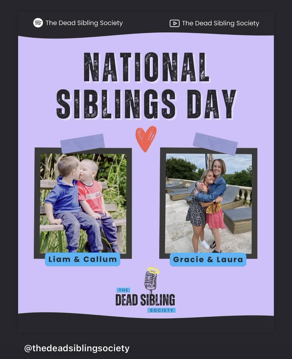 Today is #NationalSiblingDay &amp; I’m sending love to everyone who’s lost a brother or sister.
It should be the longest relationship of our lives &amp; yet we seem to underestimate the lifelong devastation caused by #siblingloss
If you still have yours, give them a big hug today 💙🩷