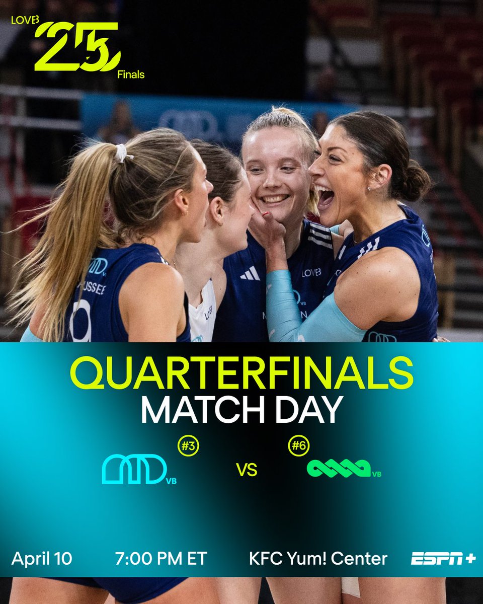 Survive and advance. 

🩵LOVB Madison vs. LOVB Omaha💚
🕒7:00 PM ET 
📍KFC Yum! Center - Louisville, KY
📺ESPN+

#LOVBFinals