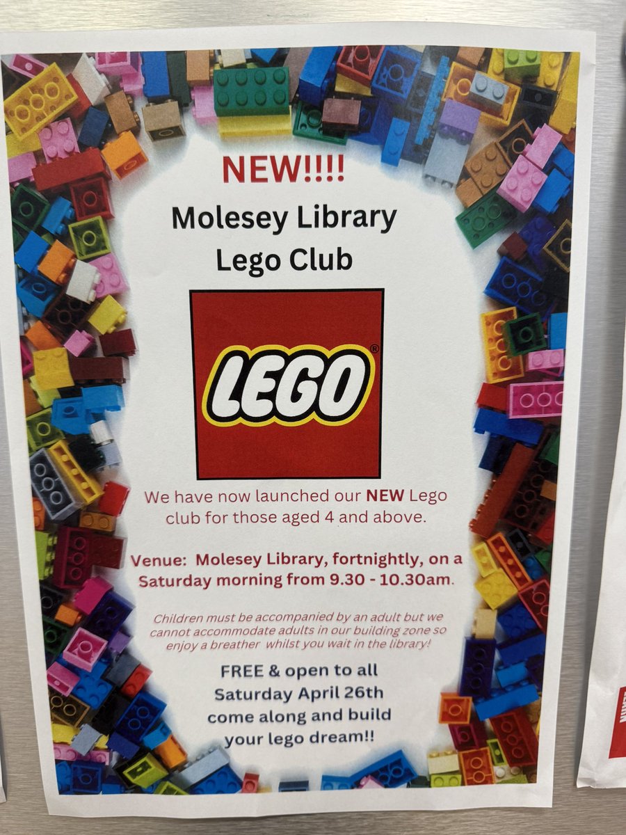 Molesey Library (@moleseylibrary) on Twitter photo Our next Lego Club session is on Saturday 26 April 9.30-10.30am at Molesey Library! ✨ <a href="/SurreyLibraries/">Surrey Libraries UK</a> Our next Lego Club session is on Saturday 26 April 9.30-10.30am at Molesey Library! ✨ <a href="/SurreyLibraries/">Surrey Libraries UK</a>