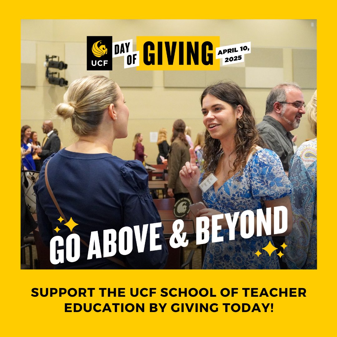 Hey Teacher Knights! It's Day of Giving, and we challenge you to share a photo from a favorite UCF event. Ours is Educators UKnight — a celebration of our Teacher Education community. Use #UCFDayofGiving and you could earn a bonus for an eligible fund! ⭐️ 
go.ucf.edu/4aoSNkJ