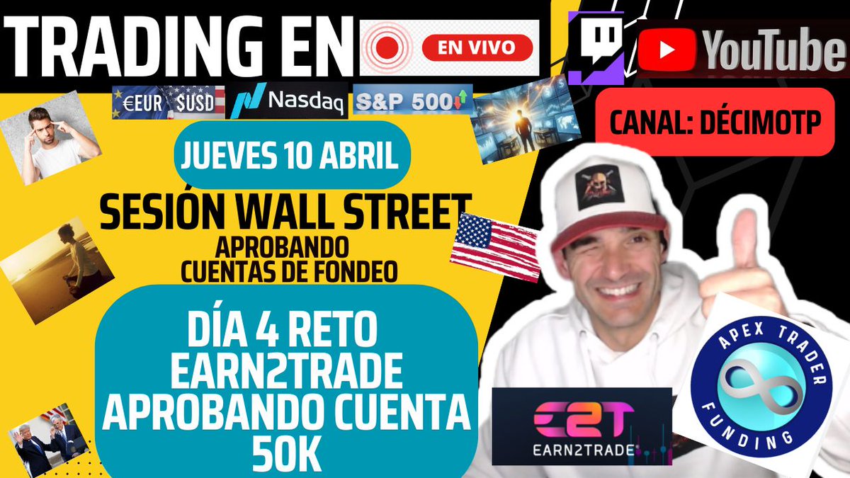 DecimoTP's tweet photo. Buen día 🧠TRADERS 

Estamos en 🔴DIRECTO 
Sesión 🇺🇸Nueva York - NQ / SP500

📢Día 4 APROBANDO 
cuenta EARN2TRADE
50K

#trading #trader https://t.co/tXFTPaqvxK