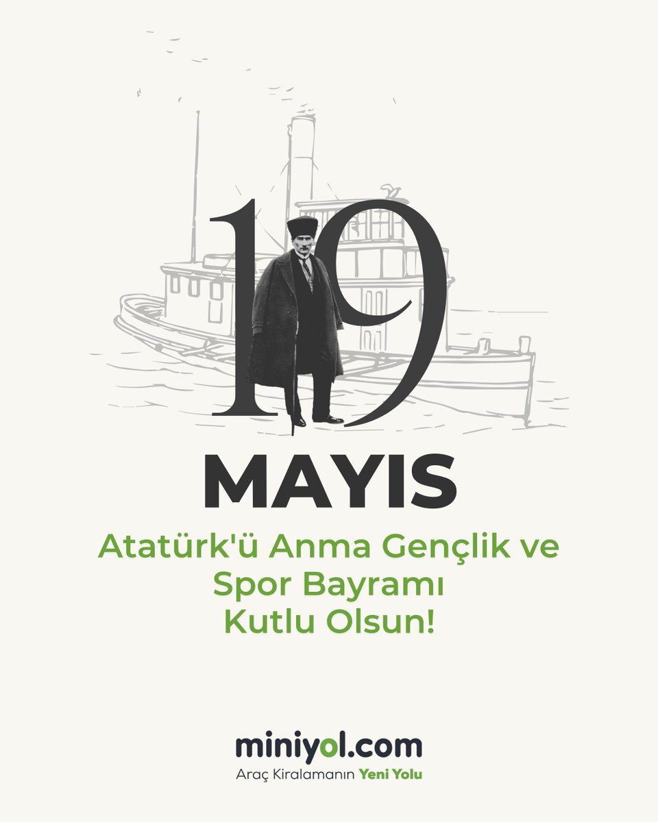 miniyolcomtr's tweet photo. 19 Mayıs Atatürk’ü Anma, Gençlik ve Spor Bayramı Kutlu Olsun! 🇹🇷
Geleceğe umutla bakan, sporla, enerjiyle ve heyecanla dolu tüm gençlerin bayramı kutlu olsun.

#miniyol #19Mayıs https://t.co/1LZcbgE5rf
