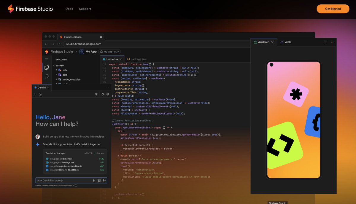 ¡Google acaba de lanzar su nuevo editor firebase.studio!

Una alternativa a Visual Studio Code+Cursor.
Con IA y emulador de Android integrados.