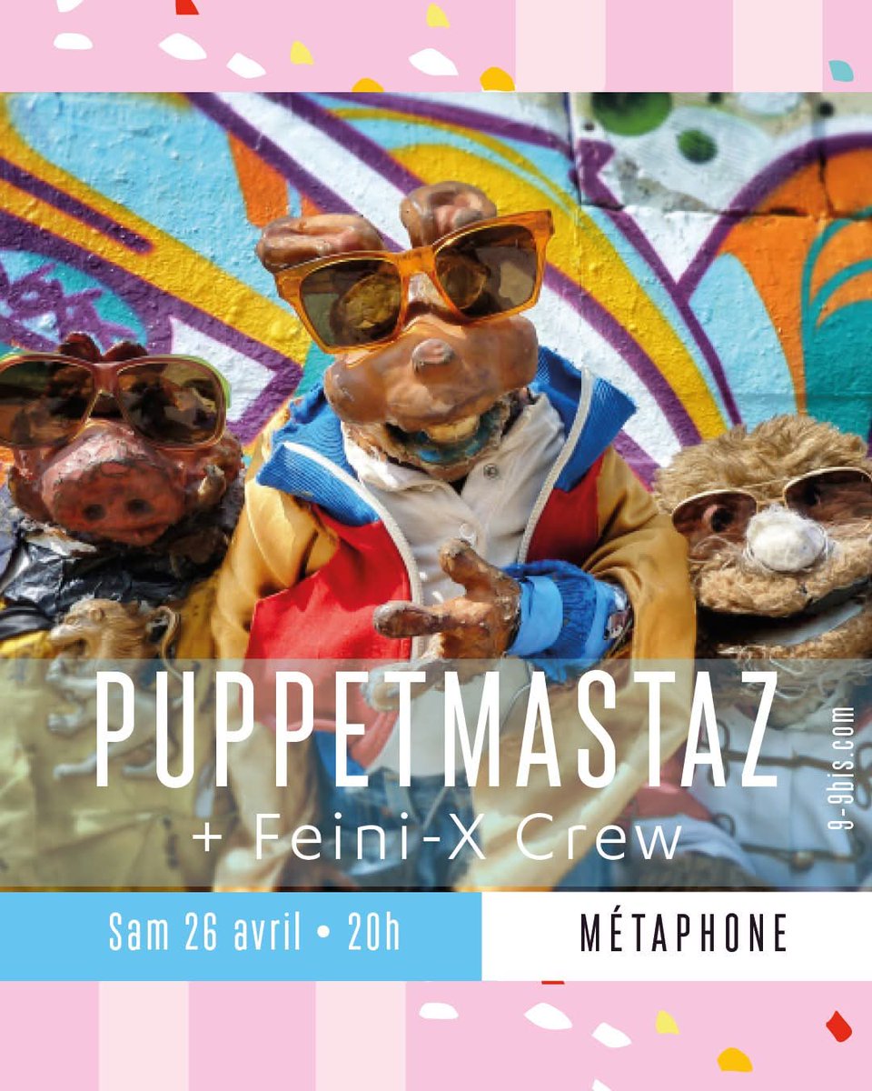 FeiniXCrew's tweet photo. ITINÉRAIRE BIS ! On revient au @9_9bismetaphone aux côtés des incroyables @puppetmastazofficial le 26 avril ! Welcome To The Zoo !!! Prends tes tickets (lien dans la bio☝🏾)

#ResurgenceTour  #99Bis #Metaphone #Oignies #FeiniXCrew https://t.co/qHiskkXnCK