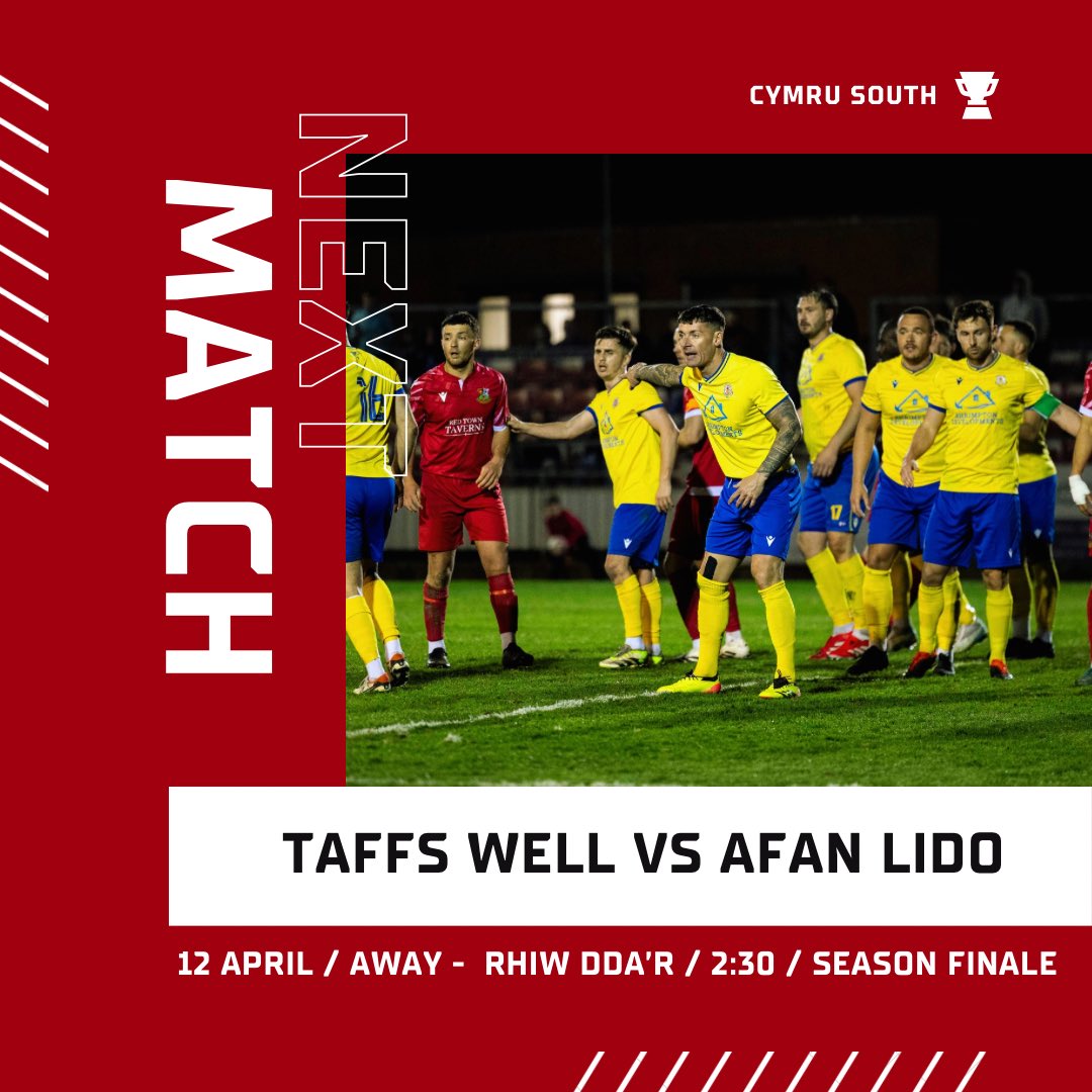We travel to <a href="/Taffswellfc/">Taffs Well FC</a> on Saturday for the last game of the season in the JD Cymru South.

We hope to see as many of you there as possible as we look to sign off with a positive result. 

Uppa Lido ⚽️🔴