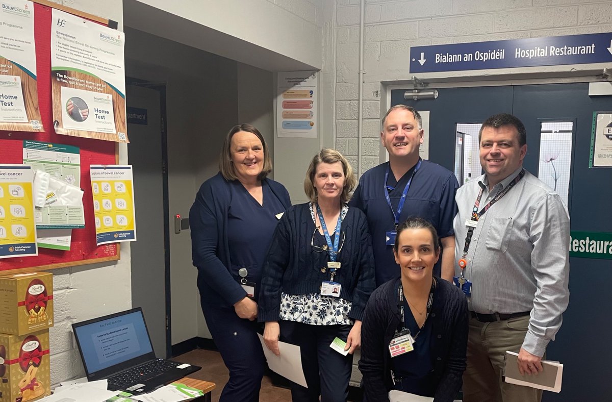 South Infirmary Victoria University Hospital (@sivuh) on Twitter photo Our Nurse Practice Development Department Staff & Endoscopy Triage Nurse held an awareness session for staff & patients on Bowel Cancer for #BowelCancerAwarenessMonth #ChooseScreening
<a href="/IrishCancerSoc/">Irish Cancer Society</a> <a href="/NSShse/">National Screening Service</a>
<a href="/BridAOSullivan/">Bridie O'Sullivan</a> <a href="/fiona_murphy1/">Fiona Murphy</a> <a href="/CcoHse/">Dr Colm Henry, CCO HSE Ireland</a>
<a href="/HsehealthW/">HSE Health & Wellbeing</a> <a href="/NMPDUCorkKerry/">NMPDU South West</a> Our Nurse Practice Development Department Staff & Endoscopy Triage Nurse held an awareness session for staff & patients on Bowel Cancer for #BowelCancerAwarenessMonth #ChooseScreening
<a href="/IrishCancerSoc/">Irish Cancer Society</a> <a href="/NSShse/">National Screening Service</a>
<a href="/BridAOSullivan/">Bridie O'Sullivan</a> <a href="/fiona_murphy1/">Fiona Murphy</a> <a href="/CcoHse/">Dr Colm Henry, CCO HSE Ireland</a>
<a href="/HsehealthW/">HSE Health & Wellbeing</a> <a href="/NMPDUCorkKerry/">NMPDU South West</a>