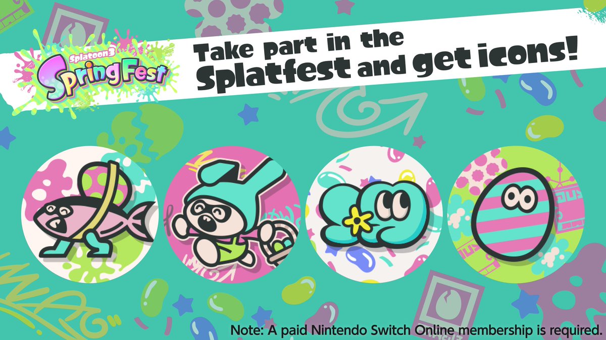 #NintendoSwitchOnline members who play #Splatoon3 during this weekend's Spring Fest will receive 100 Platinum Points and special user icon parts!

Visit the Nintendo Switch Online app on your console for more info.