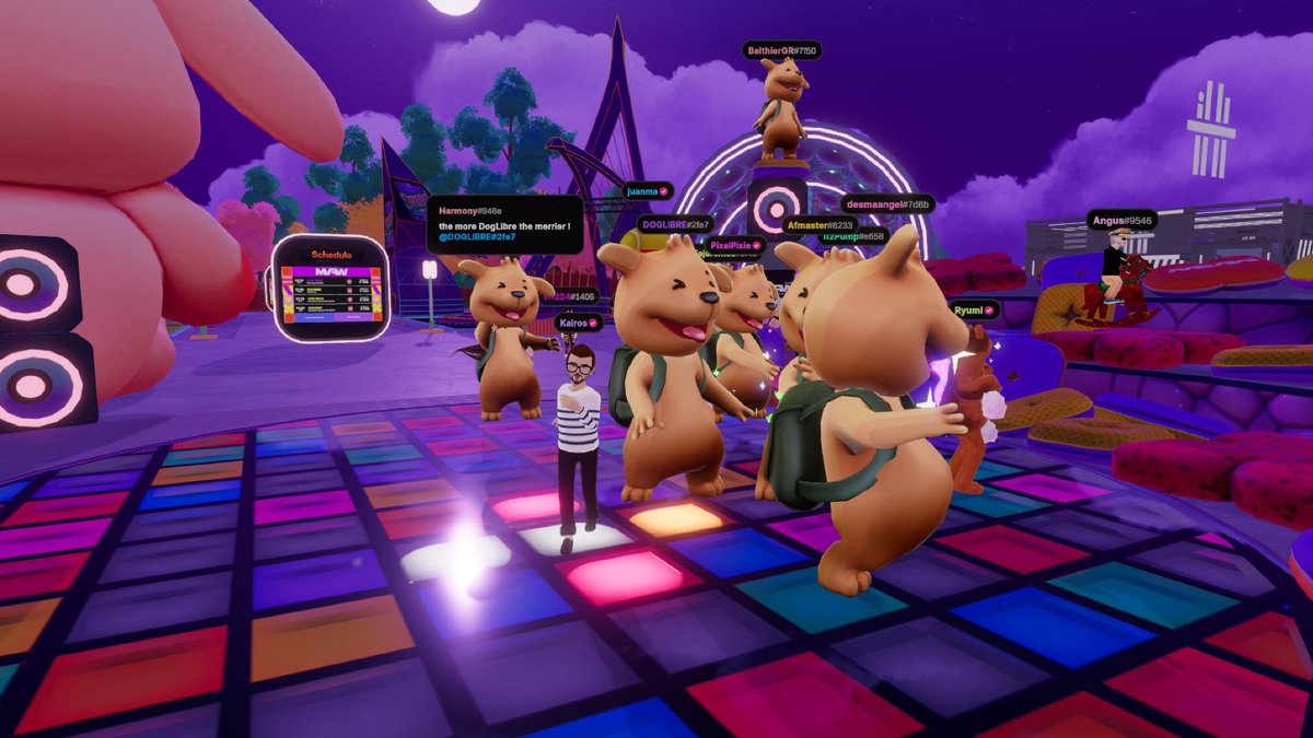 Decentralized44's tweet photo. Dancing with doggos in Decentraland with @MyDogLibre #WalkTheWoof 🔥 https://t.co/LhvJAIxEy3