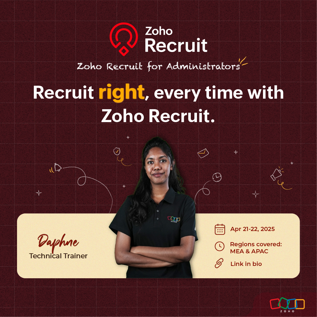 Gain expertise, earn certification, &amp; enhance your hiring skills from anywhere. Register now! 

Links to register:
zoho.to/ZRAPACMEA