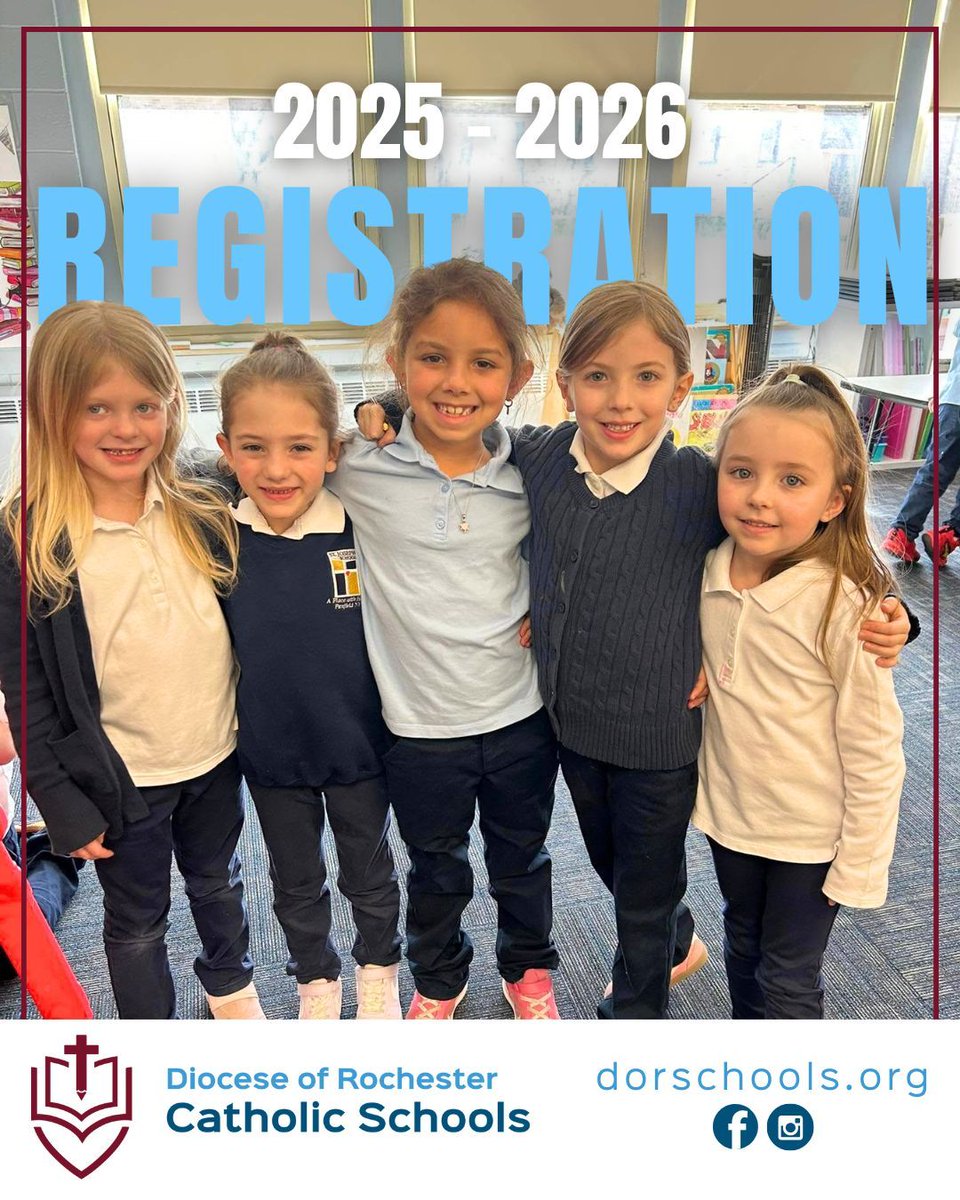 ROCCathSchools's tweet image. 📚✨ Enroll Today! ✨📚

Join our vibrant Catholic school community! Registration is open for the 2025-26 school year—secure your child’s spot today! 💙 Visit dorschools.org to learn more!
#NowEnrolling #CatholicEducation #FaithKnowledgeService #RochesterCatholicSchools
