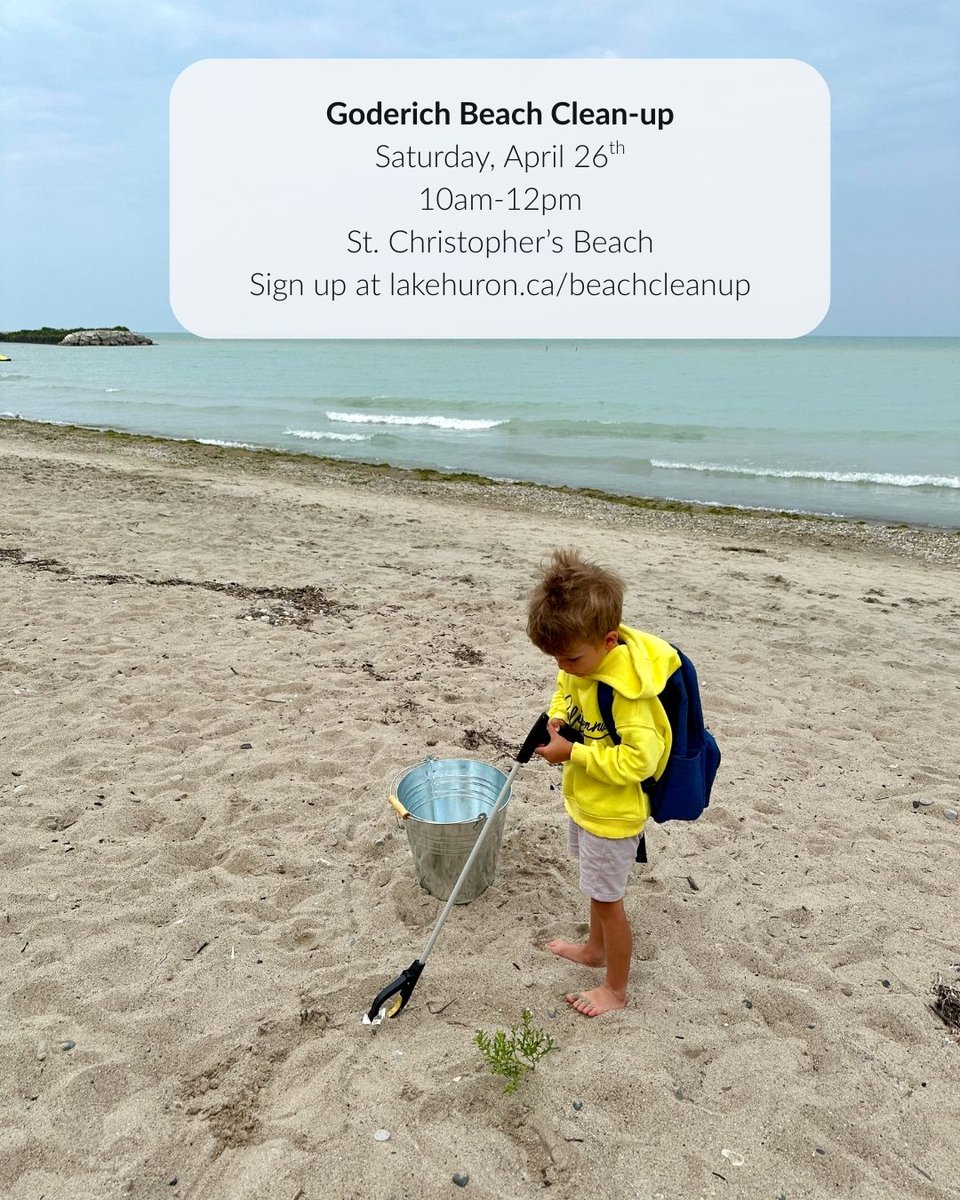 Help keep Lake Huron clean! Volunteer for the Goderich Beach Clean-Up on April 26th in celebration on Earth Day. Every bit counts. Register now at lakehuron.ca/beachcleanup.