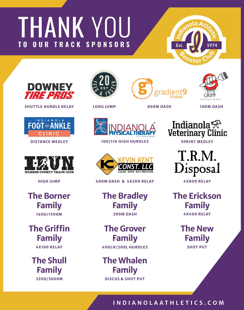 indianolaabc's tweet photo. A massive thank you to our fantastic Track &amp; Field sponsors! We are incredibly grateful for your generous support, which helps our student-athletes thrive. Thank you for being such a vital part of the Indianola Athletics community!

#GoIndians #TrackNation #SponsorLove #Indianola https://t.co/zpCIaxgifW