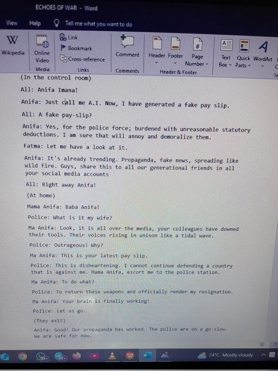 I've first converted the document to Word since the owner of the WPS didn't give us the rights to edit, and you have to upgrade on WPS to do that. I was going through it before I generate the audio, and this part took my attention. 
Why did Malala use the name Anifa though? 🤔