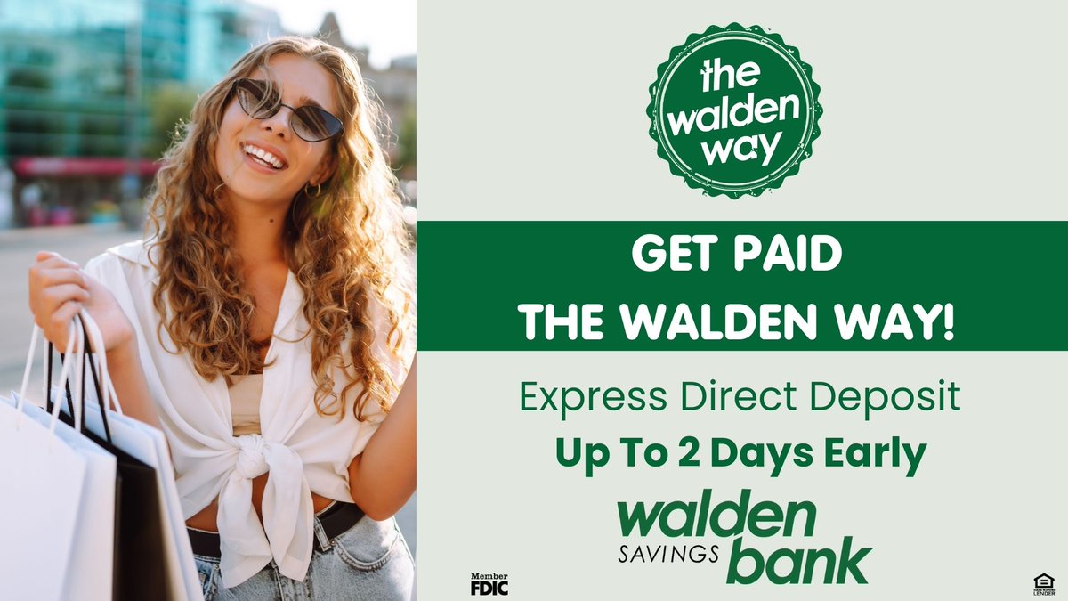 Get Paid The Walden Way!  Get your direct deposit up to 2 days early with WSB Direct Deposit.  
bit.ly/3RGCTdZ