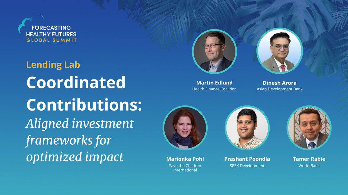 Forecasting Healthy Futures (@fhf_global) on Twitter photo Up next at the #FHFSummit: A conversation on aligning climate-health financing. Moderated by <a href="/MartinMEdlund/">Martin Edlund</a>, panelists from <a href="/ADB_HQ/">Asian Development Bank</a>, <a href="/WorldBank/">World Bank</a>, <a href="/save_children/">Save the Children International</a>, and SEEK Development will discuss how we can harmonize strategies & maximize impact across sectors. Up next at the #FHFSummit: A conversation on aligning climate-health financing. Moderated by <a href="/MartinMEdlund/">Martin Edlund</a>, panelists from <a href="/ADB_HQ/">Asian Development Bank</a>, <a href="/WorldBank/">World Bank</a>, <a href="/save_children/">Save the Children International</a>, and SEEK Development will discuss how we can harmonize strategies & maximize impact across sectors.