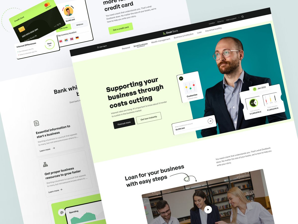 Maqawagency's tweet image. This homepage design is crafted specifically for Small Businesses, offering a clear and supportive digital banking experience.

Full view: dribbble.com/shots/25886455…

.
.
.
#bankingui #financeui #bankingwebsite #ui #ux #smallbusiness #webdesign #uiuxdesign