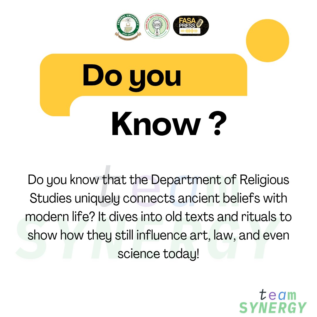 FFuoye75437's tweet photo. That Unique thing about the department of Religious Studies
#knowyourdepartment
#fasafuoye
#fyp
#enlightenment https://t.co/QVq1GJvf6s