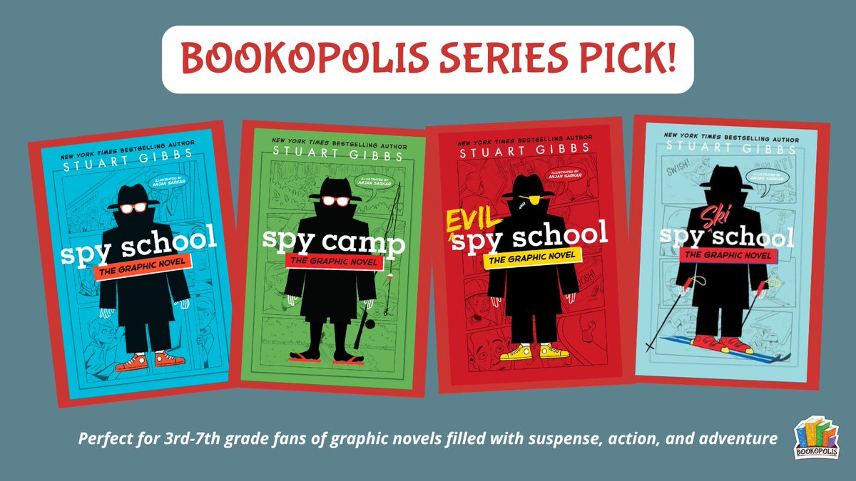 Bookopolis's tweet image. Get Ss hooked on a good series that will keep them reading. We recommend SPY SCHOOL for fans of mystery and adventure with lots of humor. Available as a #graphicnovel or #prosenovel