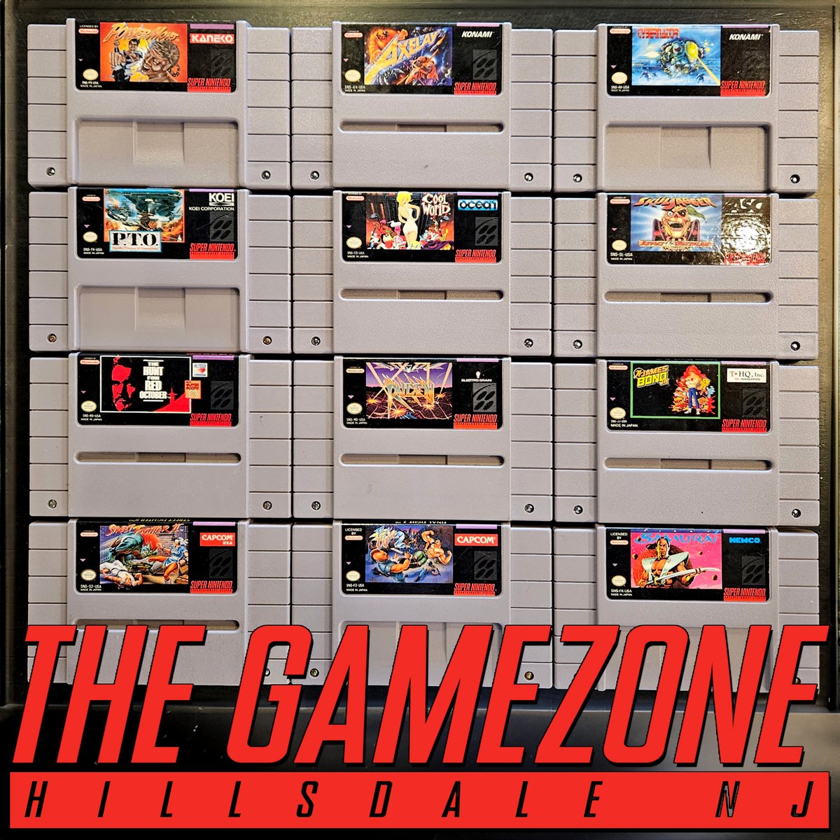 TheGameZoneGZ's tweet photo. TJI! #PowerMoves #Axelay #Cybernator #PTOPacificTheaterOfOperations #CoolWorld #SkuljaggerRevoltOfTheWesticans #HuntForRedOctober #RaidenTrad #JamesBondJr #FinalFight2 #StreetFighterII #FirstSamurai #SNES #SuperNintendo #SNESGames #SuperNintendoGames #TheGameZone #HillsdaleNJ https://t.co/3IM0RBE3YU