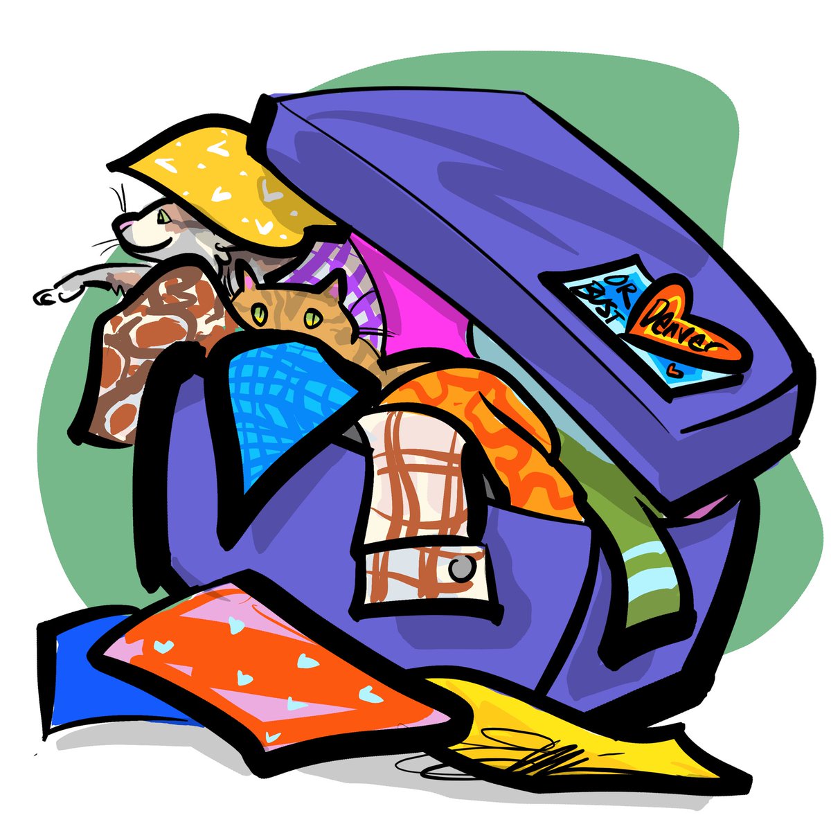 erminski's tweet photo. This month’s list was made by YOU!
Today’s prompt is OVERFILLED SUITCASE thanks @kathleencorneil
#erinsart #love #fun #sketch #erinscat #doodleaday #erinsdoodles #halfhourwarmup #doodleadayapril #fanlist❤️ @Procreate https://t.co/u8ZFHSWN3Z