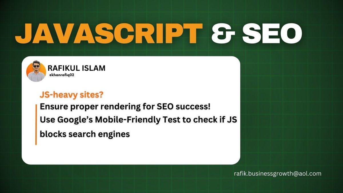 growthbyrafik's tweet image. 🔎🤖Is your website a 10/10… or invisible to Google?!
JavaScript-heavy sites might look great, but if search engines can’t see your content, your SEO is taking a hit!
Make sure your site renders properly by using Google’s Mobile-Friendly Test.
#SEOBasics #googleseoservice