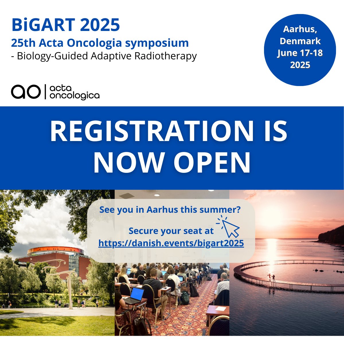 DCCC_Radiotherapy (@dccc_rt) on Twitter photo Are you joining us in Aarhus this summer? Registration for the <a href="/actaoncol/">Acta Oncologica</a> conference BiGART 2025 is now open and the progamme is finalised!
Head to ➡️ danish.events/bigart2025 for more information and registration.
Registration deadline: May 12 Are you joining us in Aarhus this summer? Registration for the <a href="/actaoncol/">Acta Oncologica</a> conference BiGART 2025 is now open and the progamme is finalised!
Head to ➡️ danish.events/bigart2025 for more information and registration.
Registration deadline: May 12