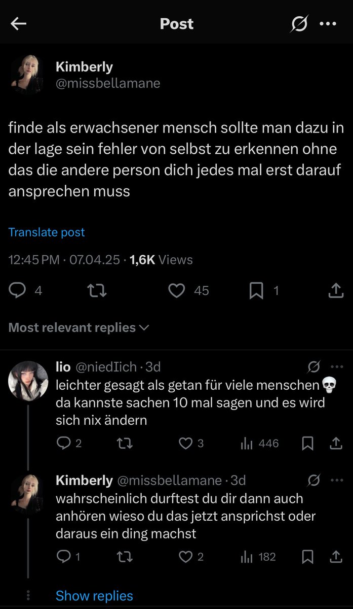 BoredNVenting's tweet photo. Kleiner reminder dass diese Person sowas tweetet aber ihre eigenen Fehler nicht erkennt oder sich jemals entschuldigt hat, dafür was sie mir angetan hat.
Ich habe mich Monate lang nicht sicher und beobachtet gefühlt, weil sie jemanden geschickt hat um mir zu drohen.

(1/3) https://t.co/3GwjIWehm7