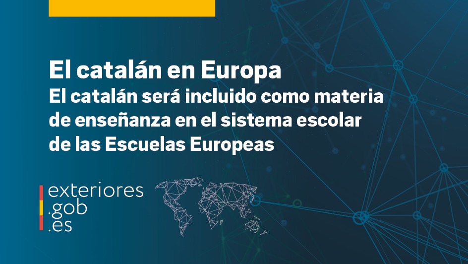 MAECgob's tweet photo. El catalán en Europa.

El catalán será incluido como materia de enseñanza en el sistema escolar de las Escuelas Europeas tras la decisión adoptada por el Consejo Superior de las Escuelas Europeas.

🔗https://t.co/Afc3tj7A3I https://t.co/tdZHzVQBta