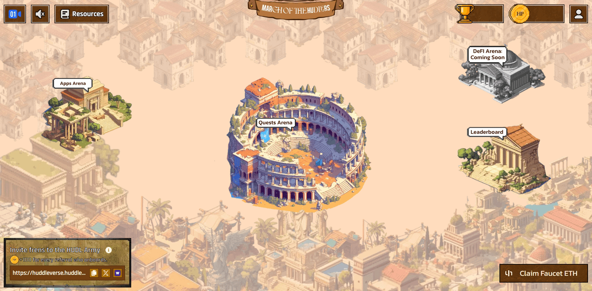 huddle01com's tweet photo. 🗺️ As you enter the Nexus, you will see:

⚔️ Apps Arena: Test out @MeetOnHuddle01 &amp; @farhousedotclub 

🌟 Quests Arena: earn retro HPs for meetings done in the past, and participate in exciting social quests

🥇 Leaderboard: Compete weekly for bonus $tHUDL &amp; onchain surprises https://t.co/R0dC6J9AiN