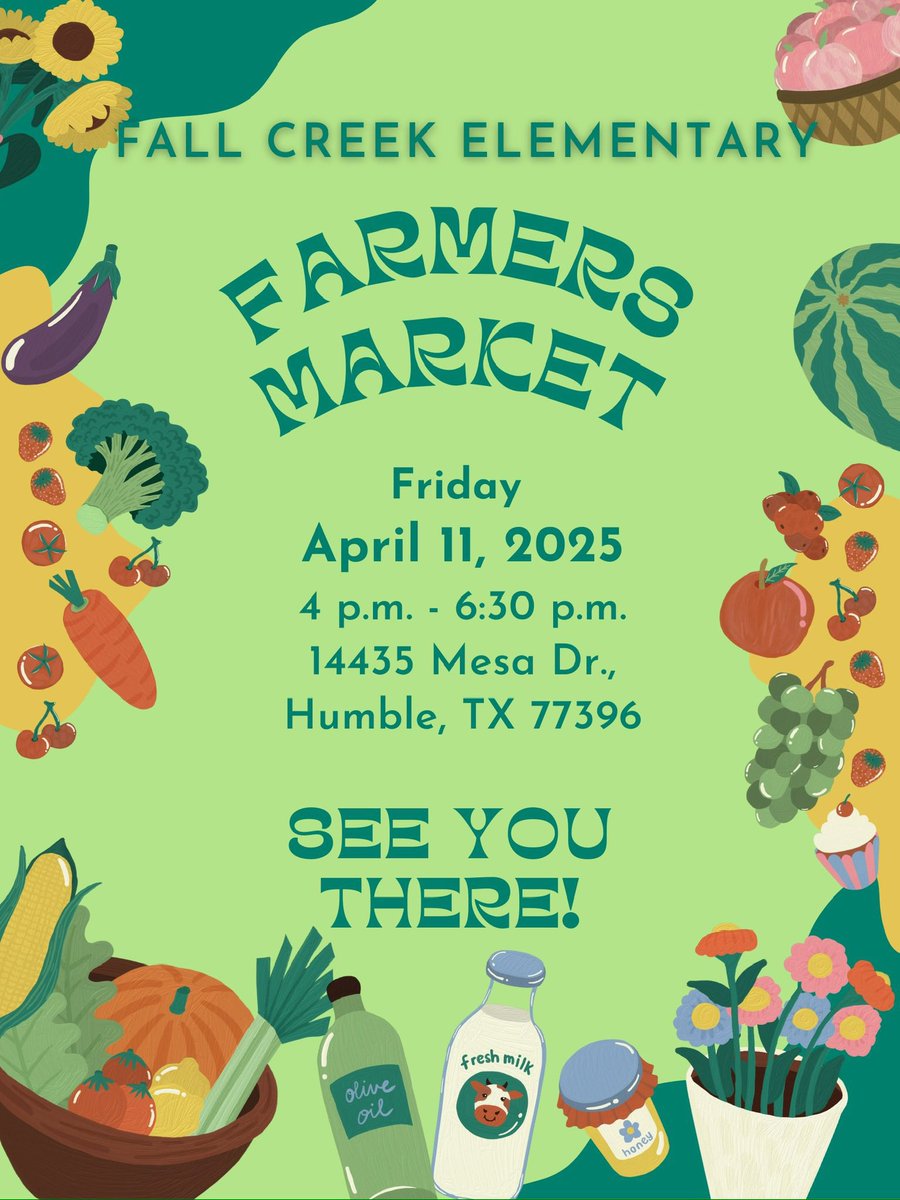 👩🏾‍🌾It’s Market Week!!!! We look forward to seeing you all! Come shop &amp; see what the <a href="/HumbleISD_FCE/">Fall Creek Elem</a> Garden Club has been growing! 🥒

<a href="/HumbleISD/">Humble ISD</a> 
<a href="/HumbleISD_CBS/">HumbleISD_CBS</a> 
<a href="/Humble_Science/">Humble ISD Elementary Science</a>
