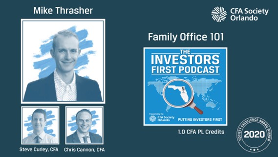 New episode w/ Mike Thrasher (<a href="/Mike_Thrasher/">Michael Thrasher</a>), Founder of Modus News (<a href="/ModusNewsletter/">Modus Newsletter</a>), hosted by Steve Curley, CFA &amp; Chris Cannon, CFA (<a href="/CC_Rock/">Chris Cannon</a>). We discuss all things related to family offices; when to create one (size needed), the mystique surrounding them, their rapid
