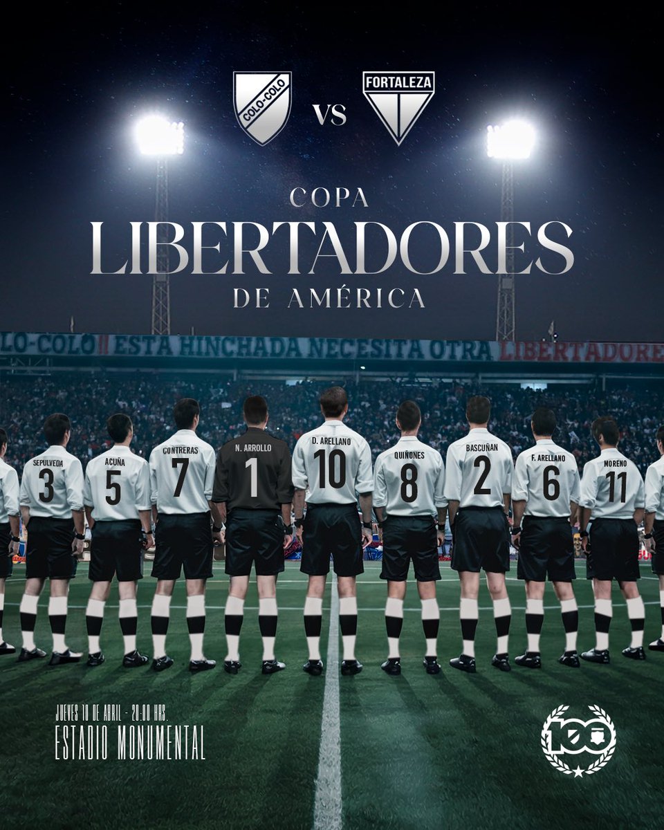 CSDColoColo's tweet photo. 𝐄𝐒𝐓𝐀 𝐍𝐎𝐂𝐇𝐄, 𝐂𝐔𝐄𝐒𝐓𝐄 𝐋𝐎 𝐐𝐔𝐄 𝐂𝐔𝐄𝐒𝐓𝐄 🤟🏽

Los Rebeldes del 25' estarán junto a los Caciques que enfrentarán a Fortaleza por Copa Libertadores de América 🏆🔥 https://t.co/nyeGNvQd8b