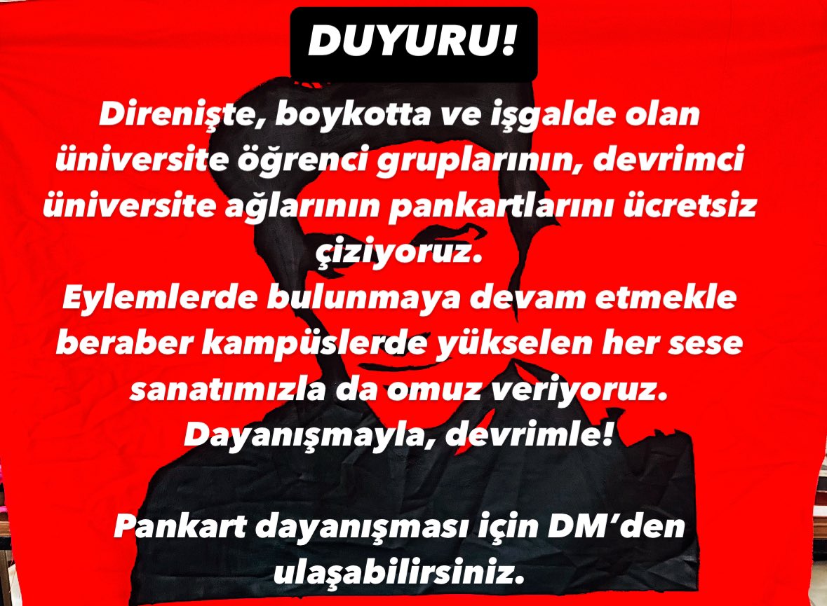 Eylemdeki tüm üniversite bileşenlerine ve kollektiflerine çağrımızdır. Dayanışma için yaygınlaştıralım, paylaşalım. 
Dayanışma ile…