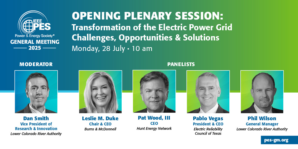 🌟You don't want to miss this! The 2025 IEEE PES GM Opening Plenary Session has just been announced. 

🔗 Learn more: pes-gm.org/2025-austin/20…