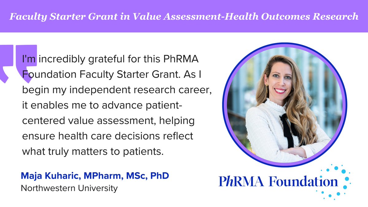 PhRMA Foundation (@phrmafoundation) on Twitter photo #PhF25 awardee Dr. Maja Kuharic <a href="/NorthwesternU/">Northwestern</a> is examining how patients' treatment choices are influenced by self perceptions that they impose a burden on their informal caregivers (family/friends) and the implications for #ValueAssessment in health care. phrmafoundation.org/grants-fellows… #PhF25 awardee Dr. Maja Kuharic <a href="/NorthwesternU/">Northwestern</a> is examining how patients' treatment choices are influenced by self perceptions that they impose a burden on their informal caregivers (family/friends) and the implications for #ValueAssessment in health care. phrmafoundation.org/grants-fellows…