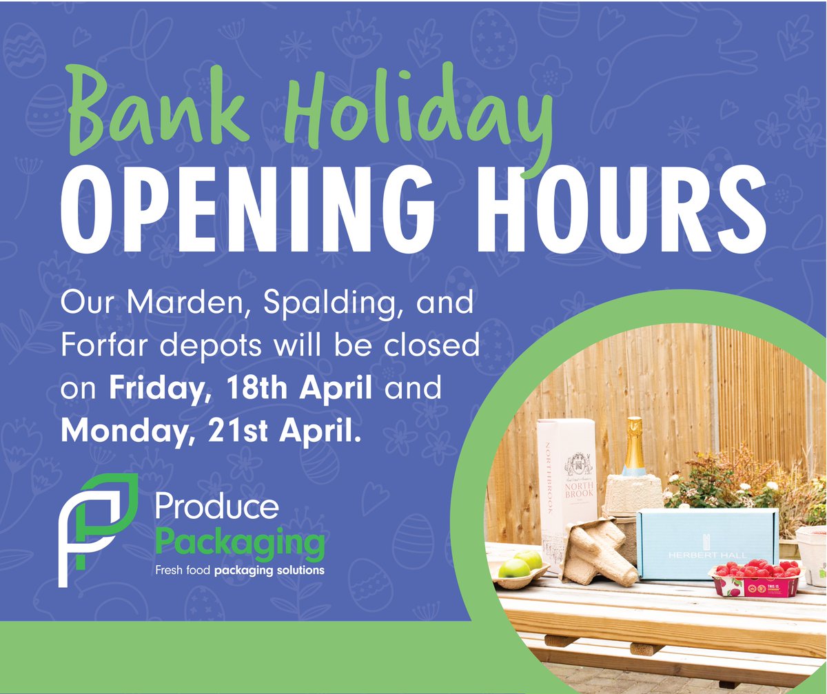 PPackaging's tweet image. Just a quick reminder that Produce Packaging will be closed on Friday, 18th April and Monday, 21st April.

If you’ve got orders to place or deliveries to arrange, now’s the time to get organised. Our team is here to help make sure everything runs smoothly before the long weekend.