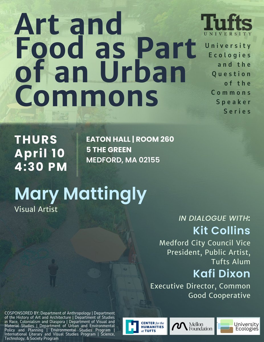 Join us today (4/10) at 4:30 pm in Eaton Hall to hear Artist Mary Mattingly discuss urban commons in dialogue with Kit Collins &amp; Kafi Dixon. Hope you can attend!