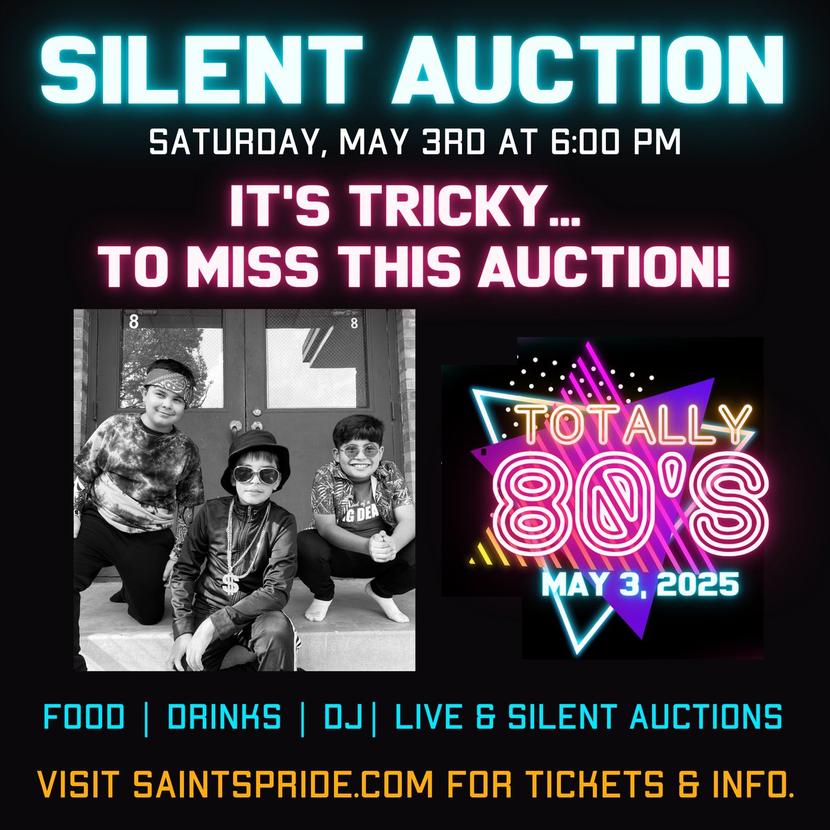 SaintsPride's tweet photo. It’s Tricky… tricky, tricky, tricky! 🎶 But you know what’s not tricky? Supporting our school in style! We’re looking for local businesses who want to join the fun and show their support by sponsoring a table! Visit https://t.co/W1iZAnK9qc to learn more. https://t.co/Jua63zTWU3
