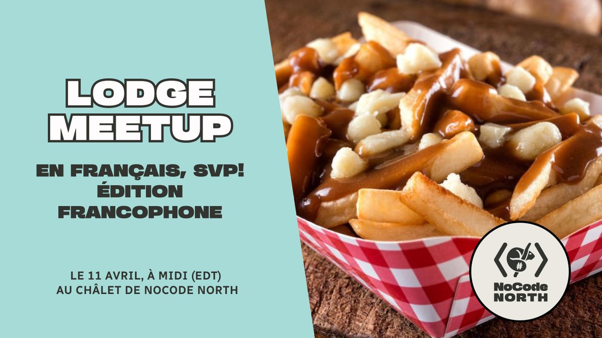 Ce vendredi, une rencontre de networking tout enf rancais, sans agenda particulier. Poutine virtuel inclu!

Friday, April 11 at 12pm EDT 
bit.ly/ncn-newlodge