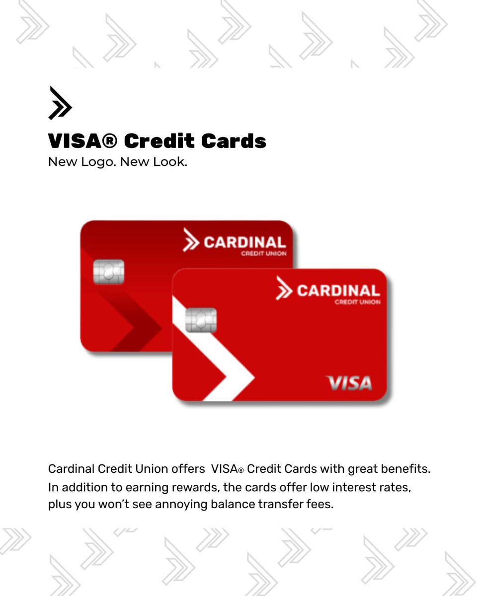 CardinalCu's tweet photo. Cardinal Credit Union VISA® Cards come with awesome perks!
Earn rewards for travel, merch, or cash with CURewards.
Start earning today — visit our site to learn more!
#FinancialFreedom #MoneyMatters #CURewards #CommunityBanking https://t.co/Tl5kOmXJaO
