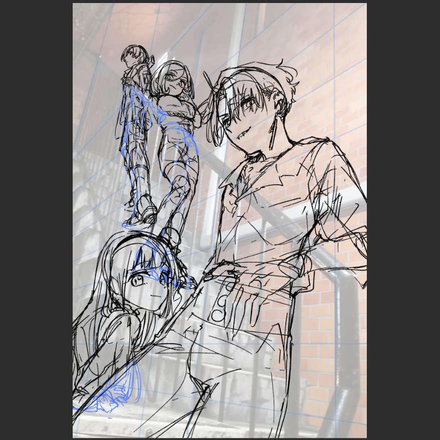 生存報告も兼ねて描き途中の絵を置きます 