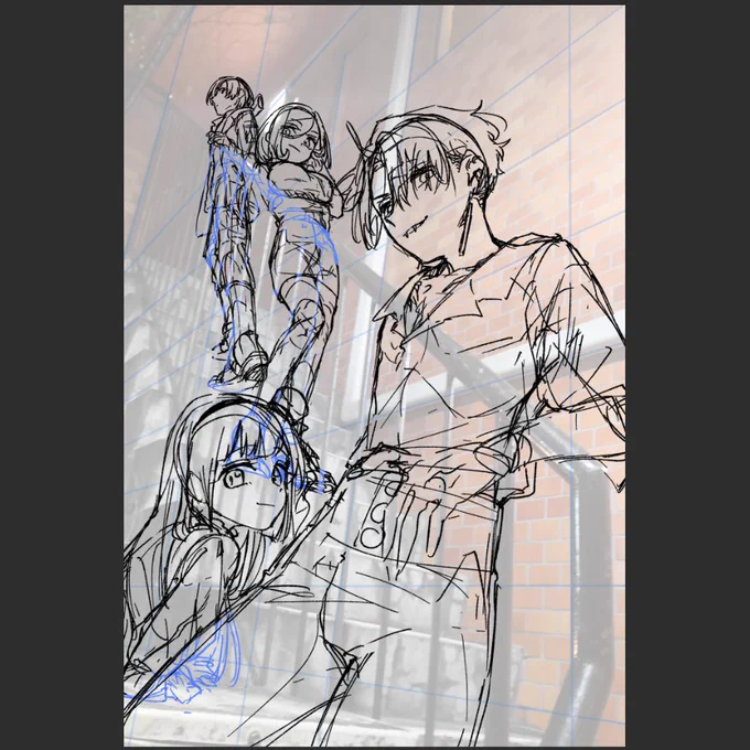 生存報告も兼ねて描き途中の絵を置きます 