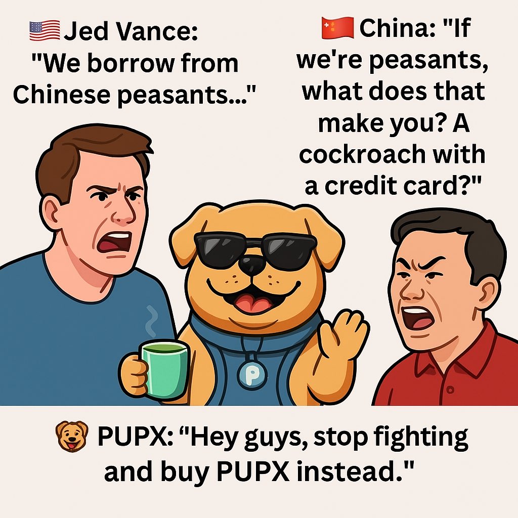 PupnancecoinBSC's tweet photo. Pupnance ruled:
Bruhโฆ if the lender is a peasant, then the borrower must be a cockroach with a credit card.
PUPX stands with the hardworking people of China.
We donโt borrow โ we build.
#PUPX #Pupnance #RoastForRoast #Solidarity #CryptoJustice https://t.co/ynuNCFaEFr