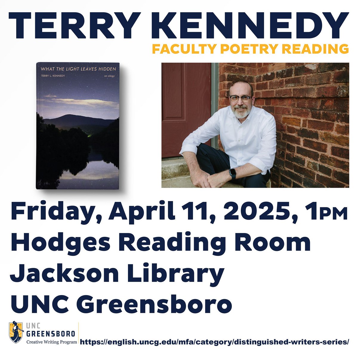 terrylkennedy's tweet image. Join us tomorrow, Friday, April 11, at 1PM in the Hodges Reading Room of Jackson Library for a reading by UNCG Creative Writing faculty member Terry Kennedy buff.ly/EBxskfp #UNCGEnglish  #UNCG #UNCGWay #FindYourWayHere @mfagreensboro @UNCG_ENG @UNCG_CAS @UNCG