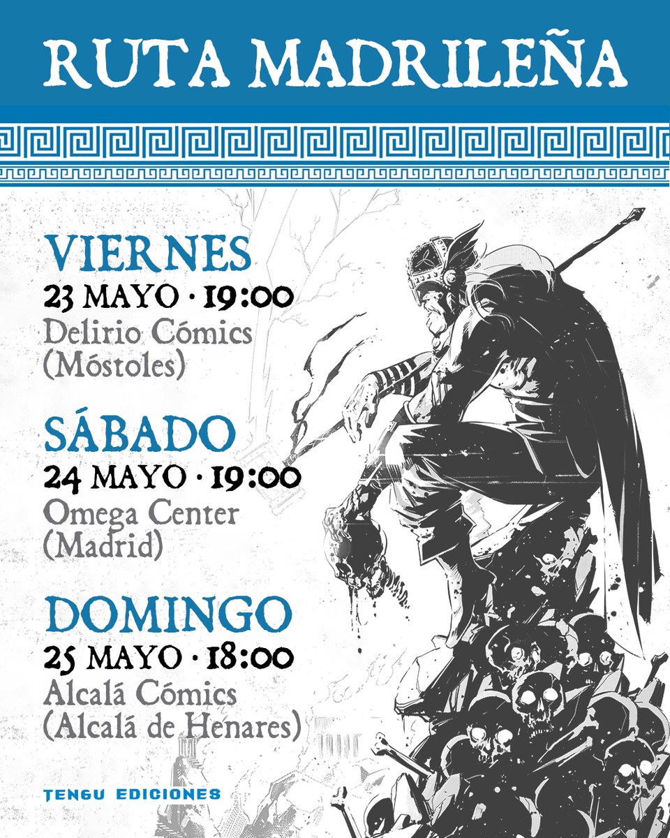 TenguEdiciones's tweet photo. RUTA MADRILEÑA
¡Estamos de suerte! @adrianbonillacomics estará el próximo mes de Mayo en 3 librerías madrileñas promocionando Alkaios II 🤗
Viernes 23/05 - Delirio cómics
Sábado 24/05 - Omega Center
Viernes 25/05 - Alcalá cómics
Te esperamos 🤗 https://t.co/Hg8RMi5edt