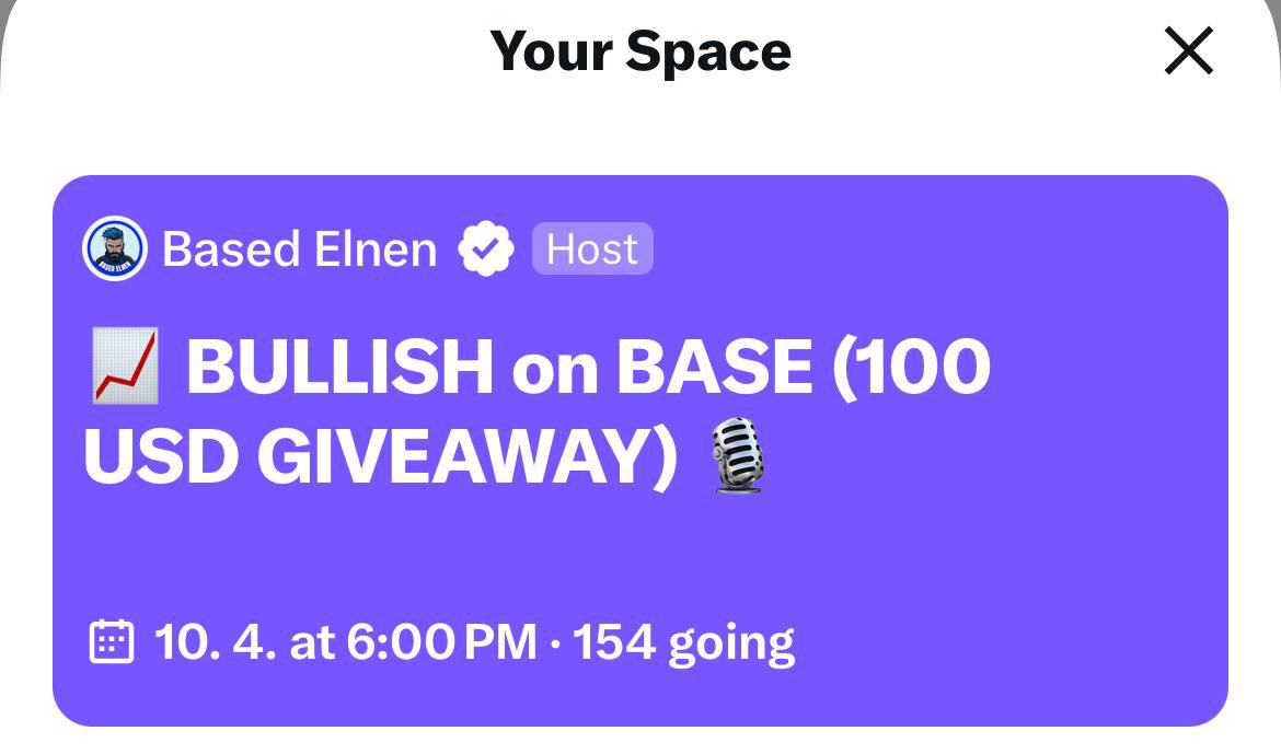 Strong community is the best marketing

Let’s join and support @Base 📈

Special guests: <a href="/Ethos_io/">Ethos.io</a> <a href="/MLeeJr/">mleejr</a> $DRB
Sponsored by <a href="/ChainAudits_io/">Chain Audits</a>

<a href="/rubicondefi/">Rubicon</a> <a href="/PADZfinance/">PADZ</a> <a href="/Book_of_Miggles/">Book of Miggles</a> <a href="/frocisbased/">Froc</a> <a href="/BasedSnekCTO/">BasedSnek</a> <a href="/doms4ever/">DOMS</a> <a href="/X1Kfunded/">X1kfunded.base.eth</a> <a href="/ToshInmeandYOU/">ToshInMe</a> <a href="/BasedBusterCoin/">Based Buster</a>

&amp; tagged 👇