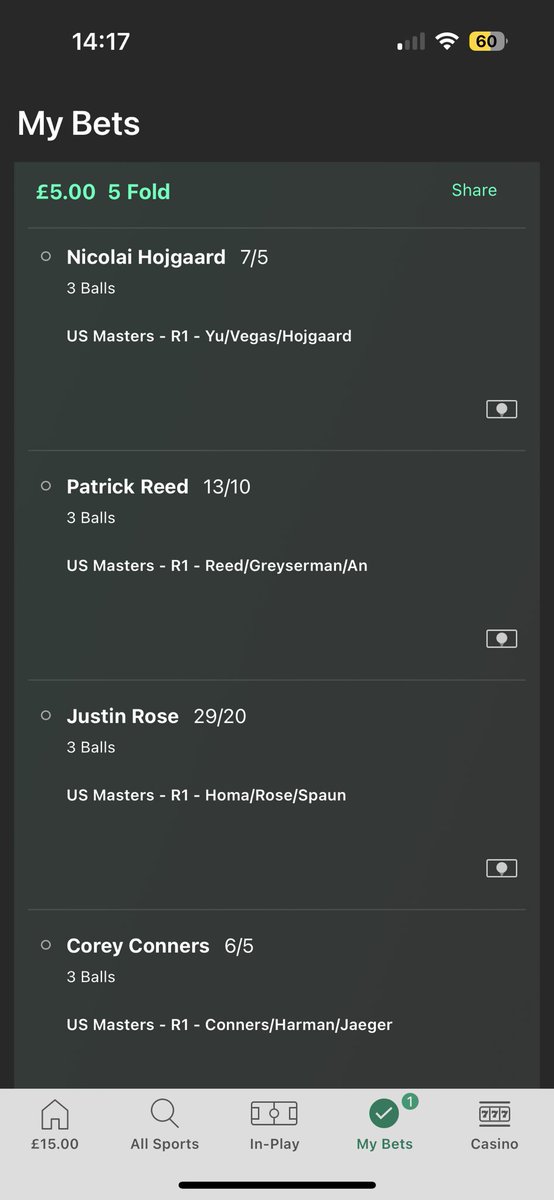CONNACHERRRRR's tweet photo. @acaseofthegolf1 When you take Nicolai in your 3 ball bets and think your day is over before half 8 😂😂 https://t.co/V24uozM56n
