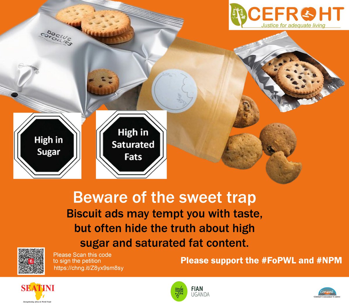 CefrohtUg's tweet photo. ๐ข Did you know?
All pre-packaged, processed foods should carry front-of-package warning labels to help consumers make informed choices.
โ
Based on a Nutrient Profile Model (NPM)
๐ Know what's in your food before you eat it!
We call upon the @MinofHealthUG to adopt and pass an evidence based Nutrient Profiling Model and Front of the Pack Warning labelling regulations to save the consumers.
To be part of this campaign, please sign the petition below
https://t.co/CHQA30wb41
#FrontofPackFoodlabelsUg
@IncubatorGHAI @davidkabanda @kimehenrich @JaneRuth_Aceng @SeatiniU @ConsentUganda @FianUganda @SEATINIUGANDA @UPAFNS @drkasenene @NutritionistKD @MAAIF_Uganda @MoICT_Ug @UNBSug @pwatchug @FRAUGANDA @IDLO @TawlaTZ @heala_SA
