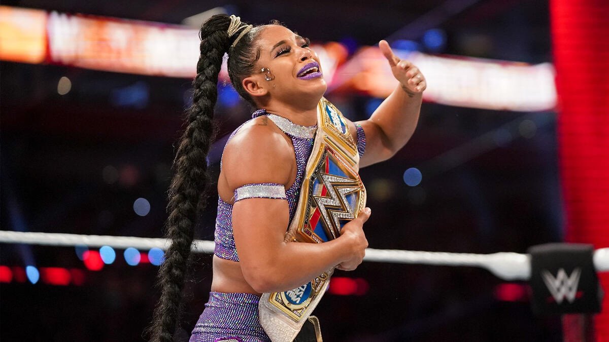 WrestleOps's tweet photo. 4 years ago today, Sasha Banks and Bianca Belair made history by becoming the first Black wrestlers to main event #WrestleMania against each other. https://t.co/xh87FzijMF